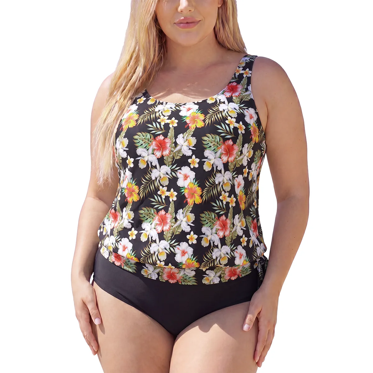 Blouson Tankini Set — Black Floral / Culotte